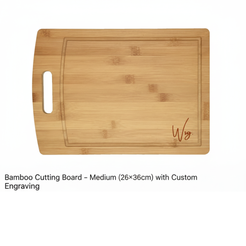 Bamboo Cutting Board - Medium (26×36cm) with Custom Engraving