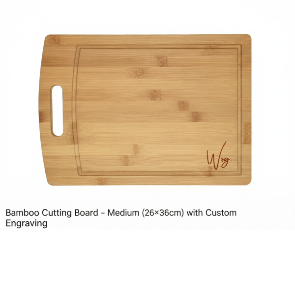 Bamboo Cutting Board - Medium (26×36cm) with Custom Engraving